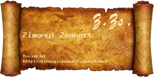 Zimonyi Zsanett névjegykártya